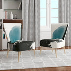 Geometric Black & Teal Upholstered Accent Chair – Single Seat