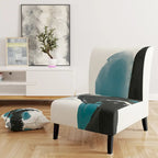 Geometric Black & Teal Upholstered Accent Chair – Single Seat