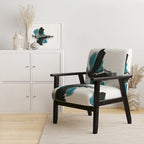 Geometric Black & Teal Upholstered Accent Chair – Single Seat
