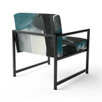 Geometric Black & Teal Upholstered Accent Chair – Single Seat