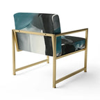 Geometric Black & Teal Upholstered Accent Chair – Single Seat