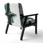 Geometric Black & Teal Upholstered Accent Chair – Single Seat