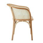 Natural Wood Armchair with Rattan Seat, Single