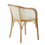 Natural Wood Armchair with Rattan Seat, Single