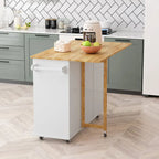 Black/White Rolling Kitchen Island Cart with 3 Drawers & Cabinet, 1-2 Person
