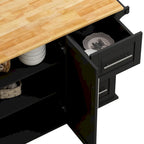 Black/White Rolling Kitchen Island Cart with 3 Drawers & Cabinet, 1-2 Person