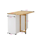 Black/White Rolling Kitchen Island Cart with 3 Drawers & Cabinet, 1-2 Person