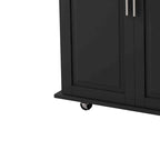 Black/White Rolling Kitchen Island Cart with 3 Drawers & Cabinet, 1-2 Person