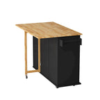 Black/White Rolling Kitchen Island Cart with 3 Drawers & Cabinet, 1-2 Person