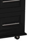 Black/White Rolling Kitchen Island Cart with 3 Drawers & Cabinet, 1-2 Person