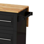 Black/White Rolling Kitchen Island Cart with 3 Drawers & Cabinet, 1-2 Person