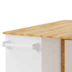 Black/White Rolling Kitchen Island Cart with 3 Drawers & Cabinet, 1-2 Person
