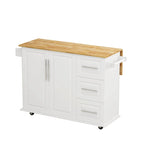 Black/White Rolling Kitchen Island Cart with 3 Drawers & Cabinet, 1-2 Person