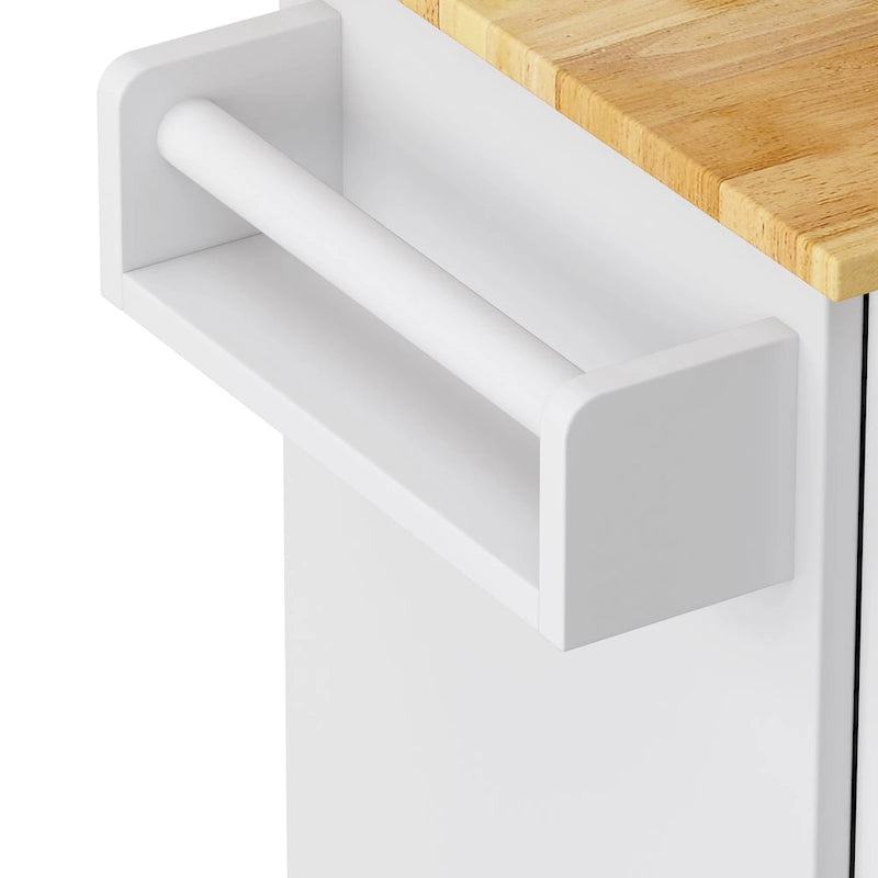 Black/White Rolling Kitchen Island Cart with 3 Drawers & Cabinet, 1-2 Person