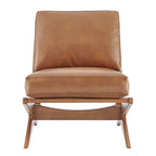 Mid-Century Accent Chair, Borneo Chocolate / Palladian Beige, Ladder Back, Single Seat