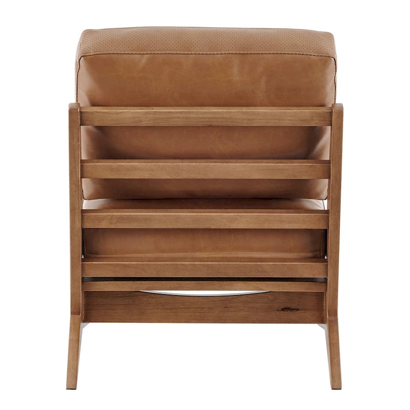 Mid-Century Accent Chair, Borneo Chocolate / Palladian Beige, Ladder Back, Single Seat