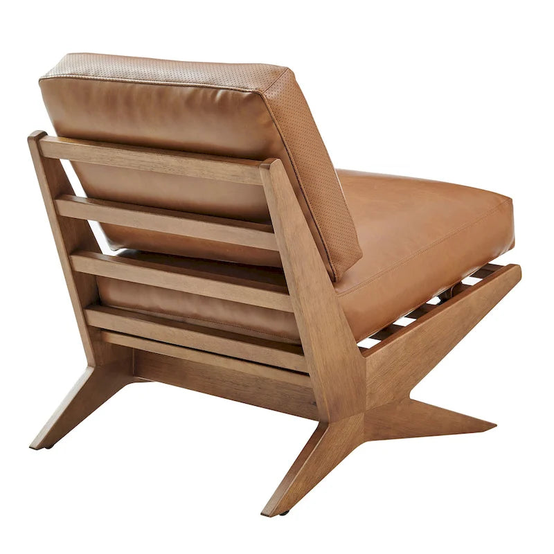 Mid-Century Accent Chair, Borneo Chocolate / Palladian Beige, Ladder Back, Single Seat