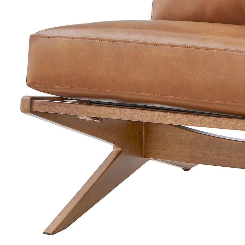 Mid-Century Accent Chair, Borneo Chocolate / Palladian Beige, Ladder Back, Single Seat