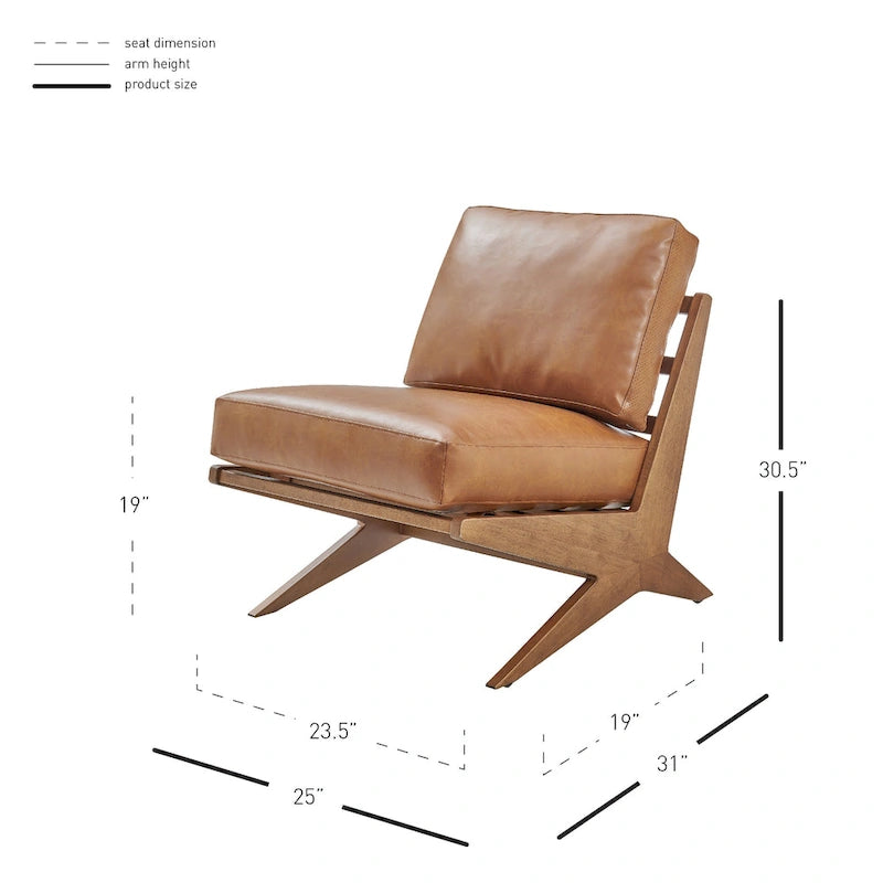 Mid-Century Accent Chair, Borneo Chocolate / Palladian Beige, Ladder Back, Single Seat