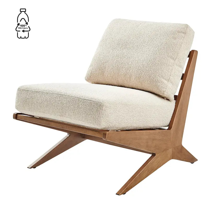Mid-Century Accent Chair, Borneo Chocolate / Palladian Beige, Ladder Back, Single Seat