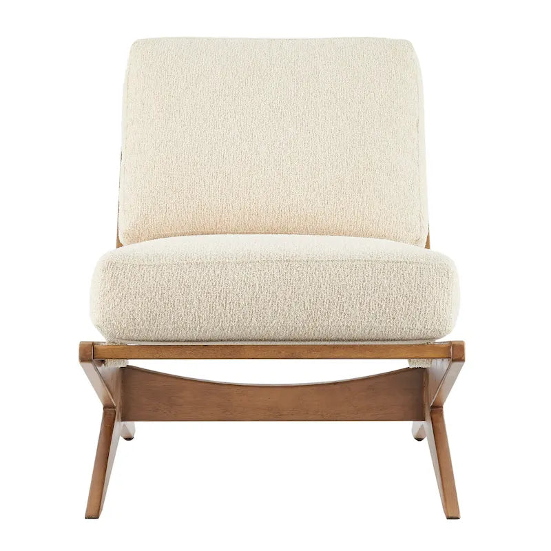 Mid-Century Accent Chair, Borneo Chocolate / Palladian Beige, Ladder Back, Single Seat