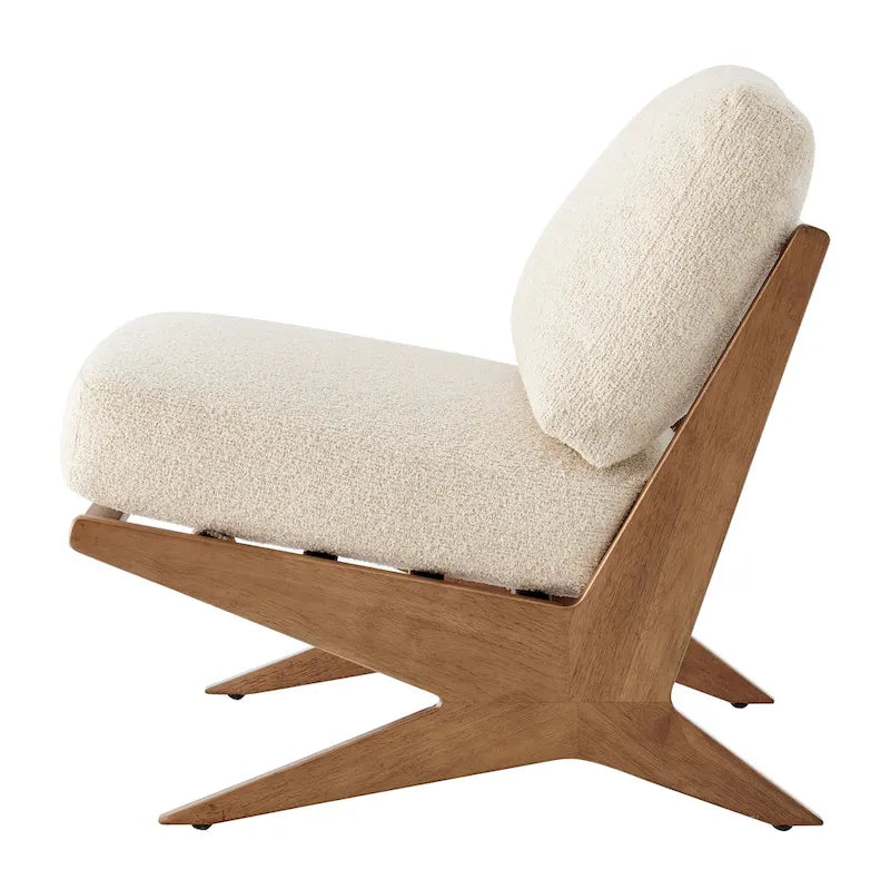 Mid-Century Accent Chair, Borneo Chocolate / Palladian Beige, Ladder Back, Single Seat
