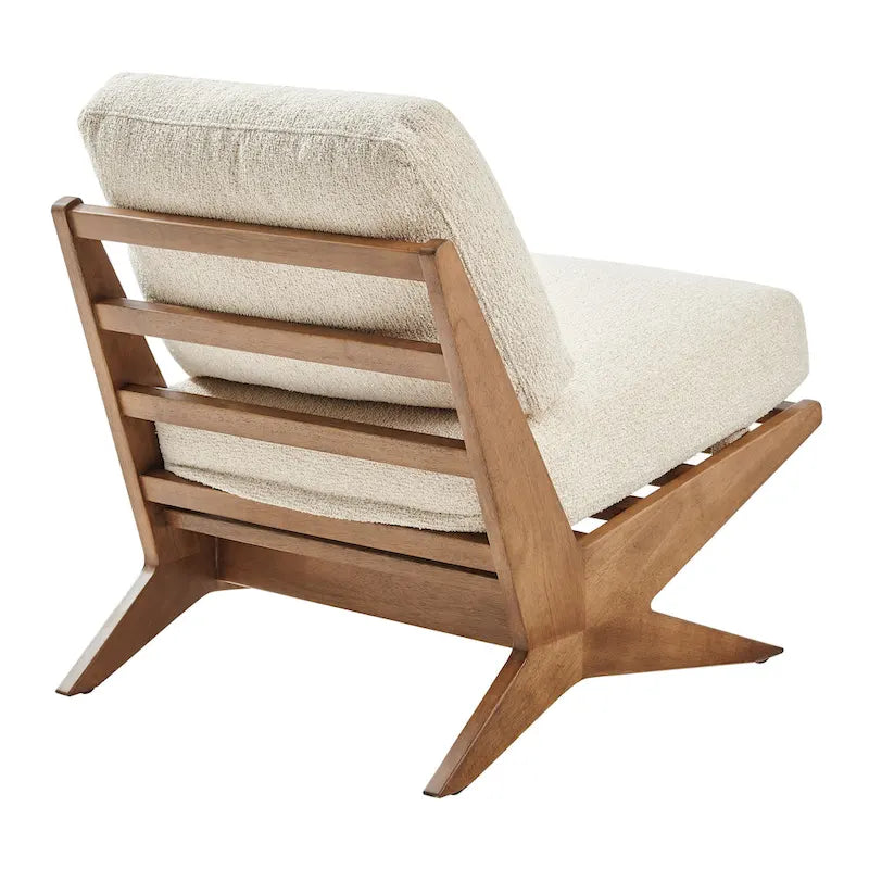 Mid-Century Accent Chair, Borneo Chocolate / Palladian Beige, Ladder Back, Single Seat