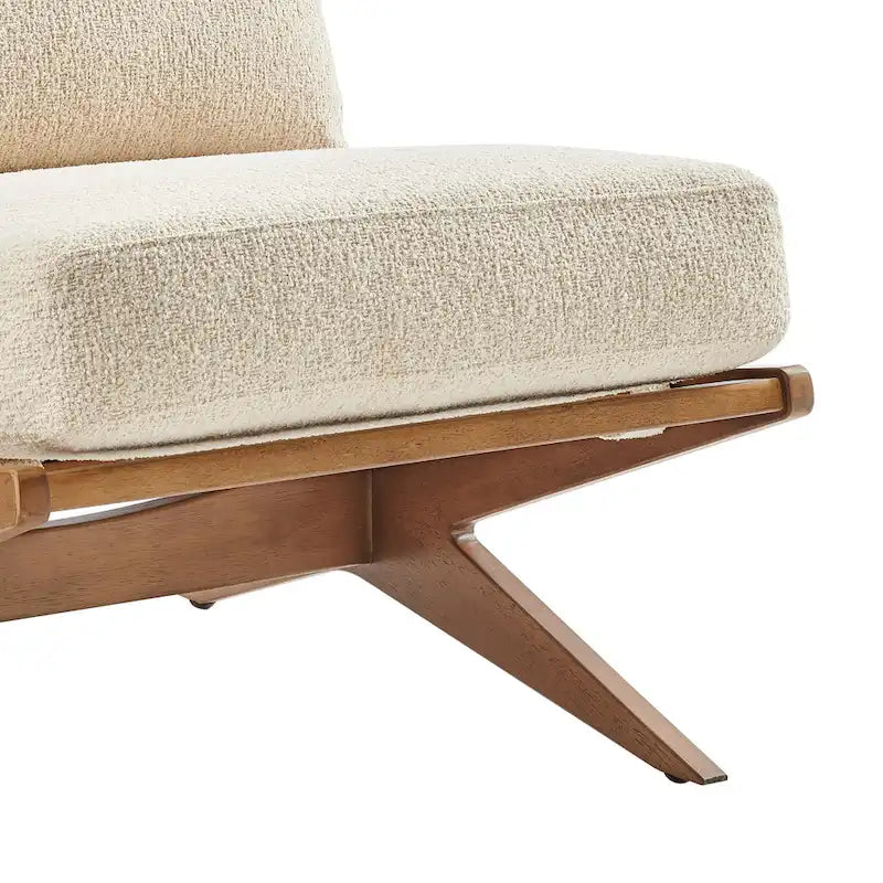 Mid-Century Accent Chair, Borneo Chocolate / Palladian Beige, Ladder Back, Single Seat