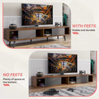 Mid-Century TV Stand with Sliding Doors, Multi-Color, Fits up to 75" TV – 70"