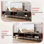 Mid-Century TV Stand with Sliding Doors, Multi-Color, Fits up to 75" TV – 70"