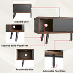 Mid-Century TV Stand with Sliding Doors, Multi-Color, Fits up to 75" TV – 70"
