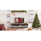 Mid-Century TV Stand with Sliding Doors, Multi-Color, Fits up to 75" TV – 70"