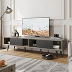 Mid-Century TV Stand with Sliding Doors, Multi-Color, Fits up to 75" TV – 70"
