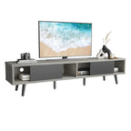 Mid-Century TV Stand with Sliding Doors, Multi-Color, Fits up to 75" TV – 70"