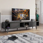 Mid-Century TV Stand with Sliding Doors, Multi-Color, Fits up to 75" TV – 70"