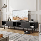Mid-Century TV Stand with Sliding Doors, Multi-Color, Fits up to 75" TV – 70"