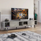 Mid-Century TV Stand with Sliding Doors, Multi-Color, Fits up to 75" TV – 70"