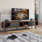 Mid-Century TV Stand with Sliding Doors, Multi-Color, Fits up to 75" TV – 70"