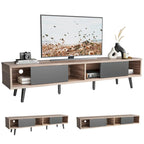 Mid-Century TV Stand with Sliding Doors, Multi-Color, Fits up to 75" TV – 70"