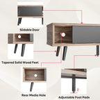 Mid-Century TV Stand with Sliding Doors, Multi-Color, Fits up to 75" TV – 70"