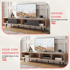 Mid-Century TV Stand with Sliding Doors, Multi-Color, Fits up to 75" TV – 70"