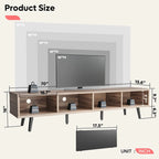 Mid-Century TV Stand with Sliding Doors, Multi-Color, Fits up to 75" TV – 70"
