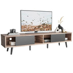 Mid-Century TV Stand with Sliding Doors, Multi-Color, Fits up to 75" TV – 70"
