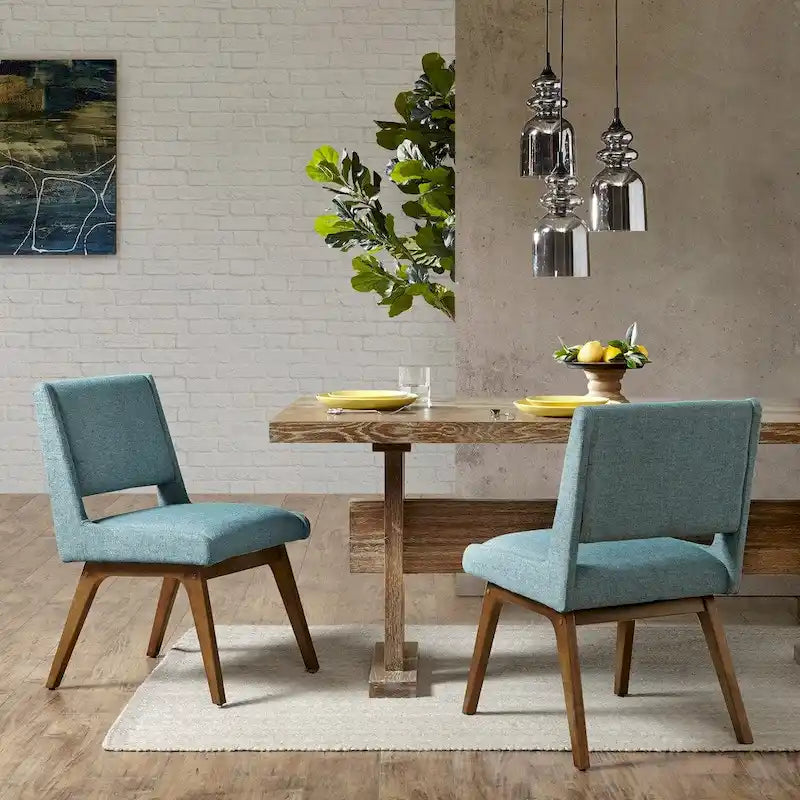 Blue / Grey Retro Upholstered Dining Chair, Set of 2