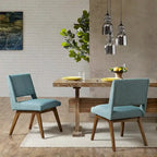 Blue / Grey Retro Upholstered Dining Chair, Set of 2