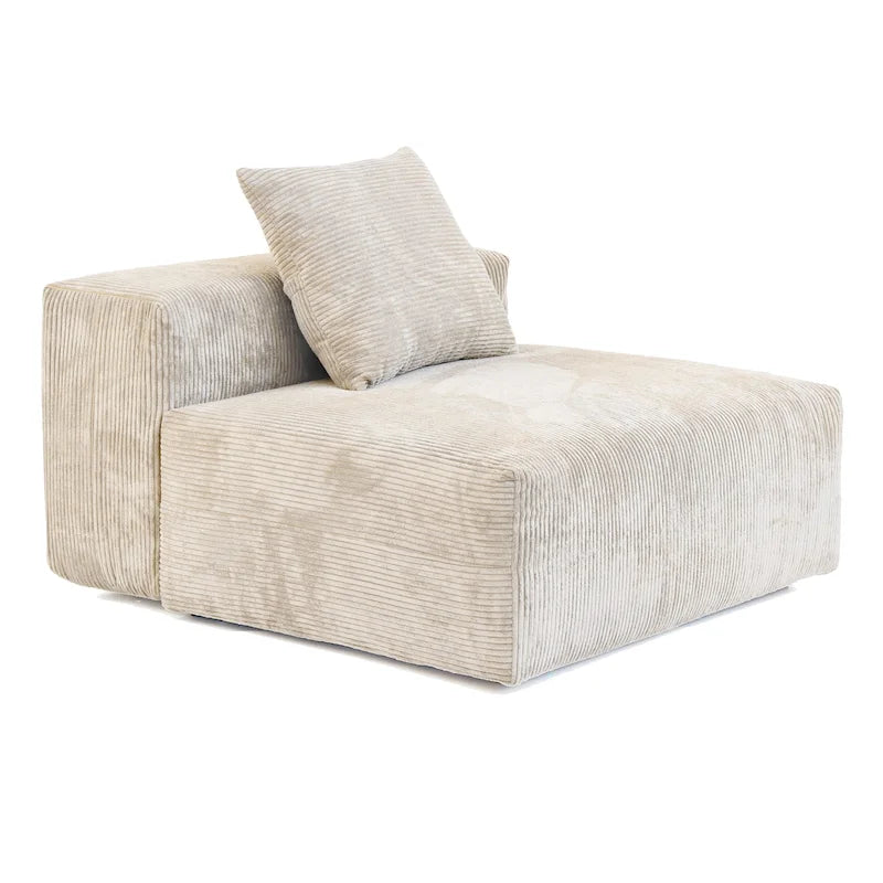 Black / Beige / Light Brown Corduroy L-Shaped Sectional Sofa with Ottoman, With/Without Arms, 5-Seat