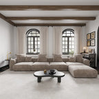 L-shape Corduroy 5-pieces Upholstered Sectional Sofa