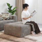 Black / Beige / Light Brown Corduroy L-Shaped Sectional Sofa with Ottoman, With/Without Arms, 5-Seat