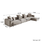 Black / Beige / Light Brown Corduroy L-Shaped Sectional Sofa with Ottoman, With/Without Arms, 5-Seat
