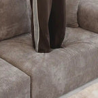 Black / Beige / Light Brown Corduroy L-Shaped Sectional Sofa with Ottoman, With/Without Arms, 5-Seat